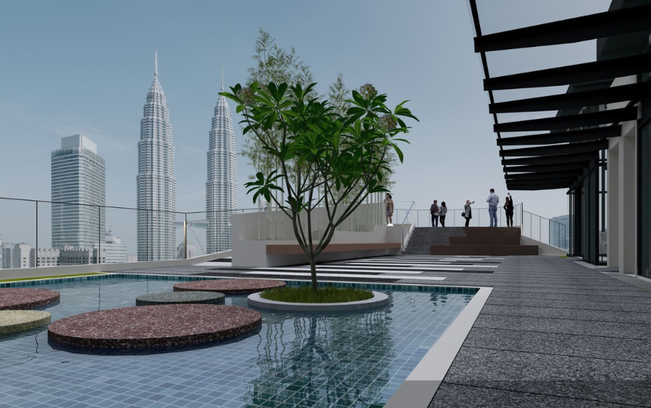 the petronas twin towers as a gorgeous city backdrop of the Marriott Executive Apartments Kuala Lumpur