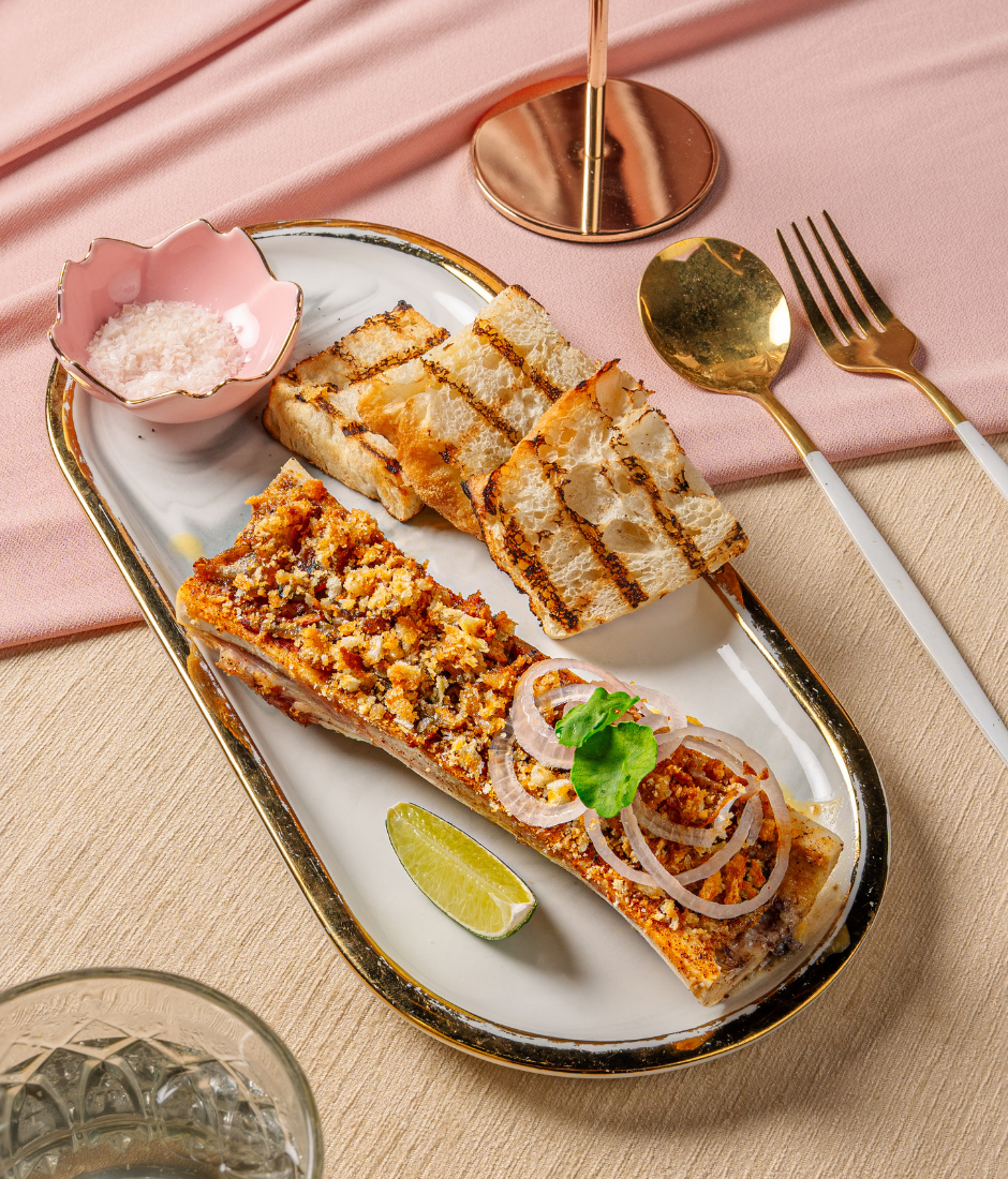 roasted Bone Marrow with focaccia