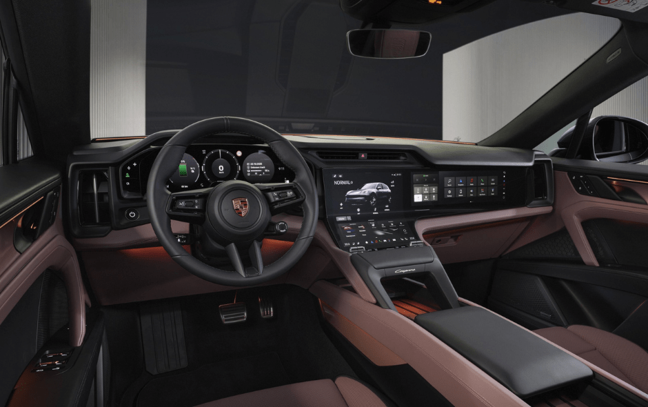 the porsche cayenne electric boasts a beautiful interior that isn't too loud