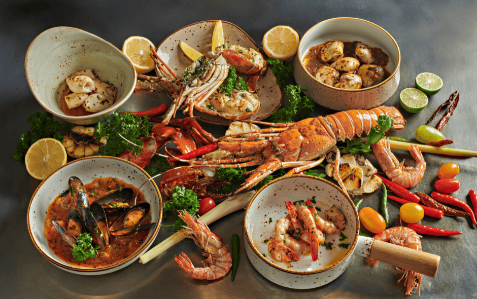 mediterranean seafood featuring Sabah Lobster a la Plancha