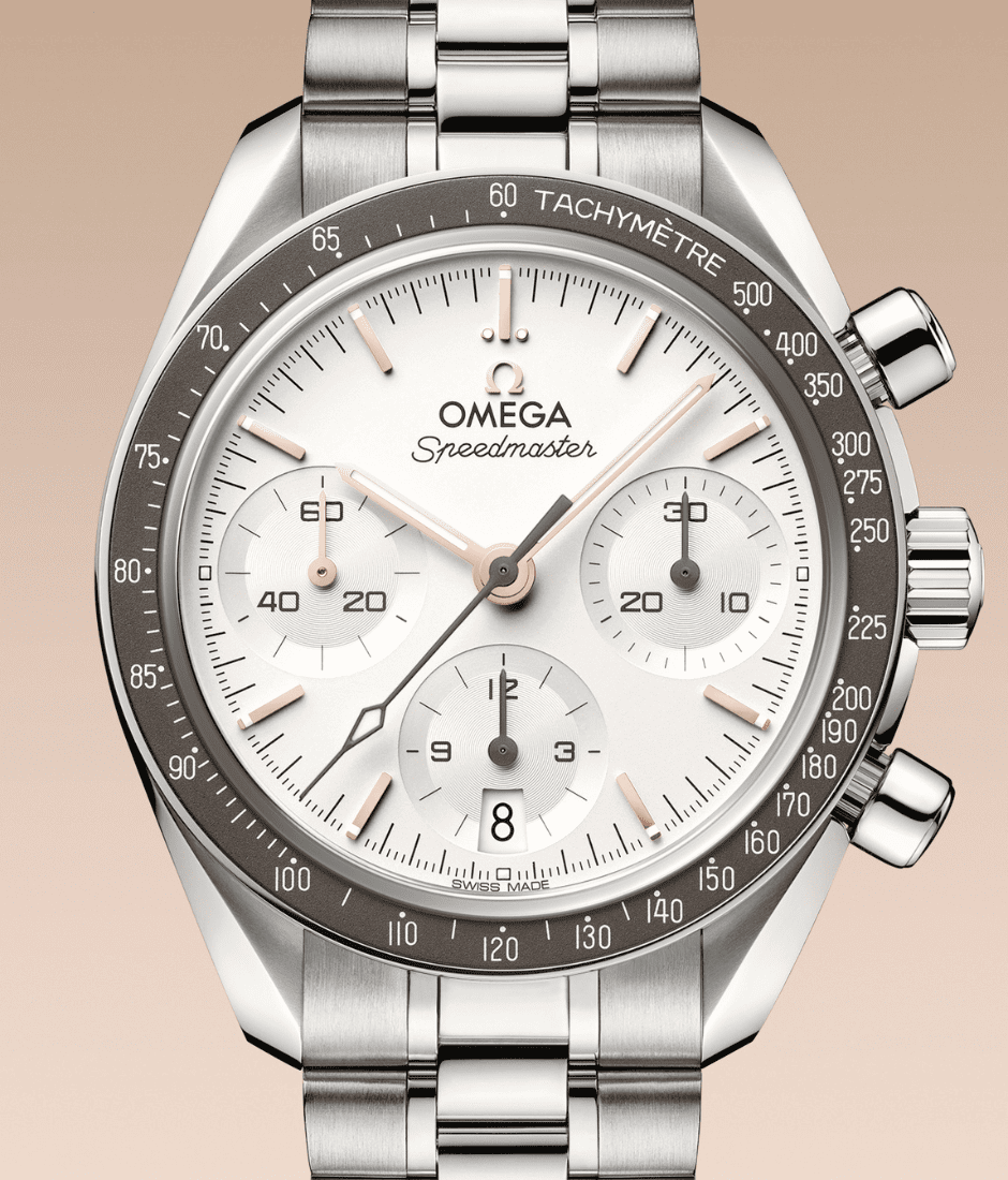 6 omega speedmaster 38 steel silvery dial
