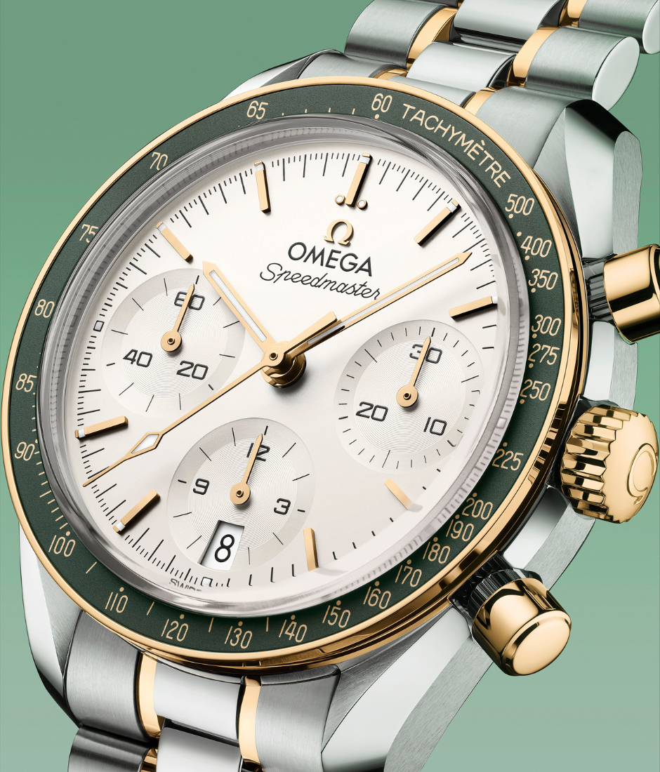 the dial of the new references of the omega speedmaster 38 mm